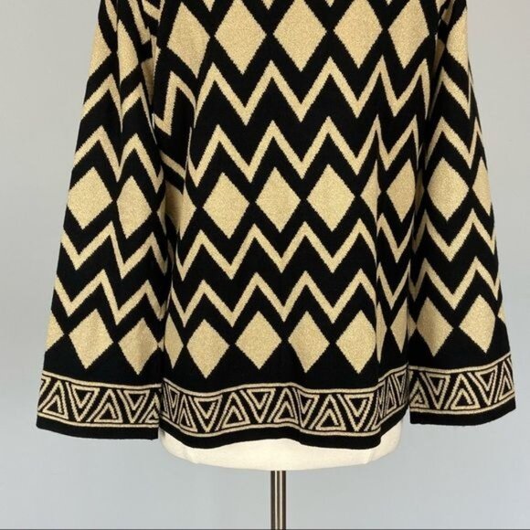 Alfred Dunner Womens Tis the Season Gold Black Cardigan Sweater size Medium - Picture 9 of 12